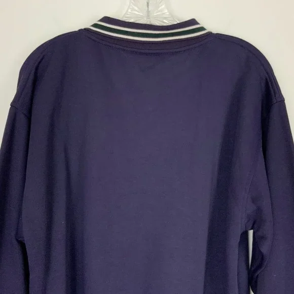 Vintage 90s Christian Dior Monsieur Quarter Button Navy Sporty Sweatshirt Sz L - Picture 9 of 16